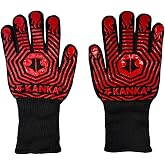 KANKA Heat Resistant Gloves 800&deg;C, Silicone Grip, BBQ | Withstand up to 800&deg;C/1472&deg;F with a non-slip silicone grip and ergonomic 5-finger design for grill, oven &amp; smoker.