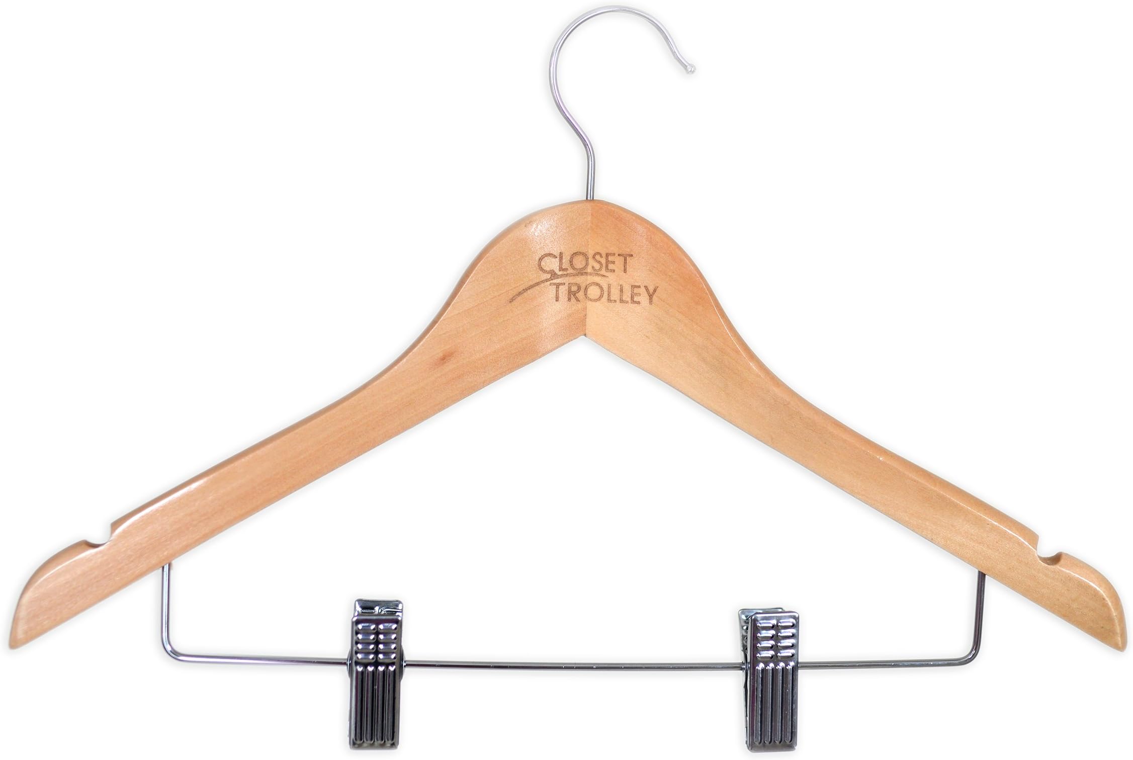 Closet Trolley Maple Wood Travel Hangers with Clips