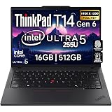 Lenovo ThinkPad T14 Gen 6 Business Laptop 14" FHD+ IPS, Intel Ultra 5 225U, 16GB DDR5 RAM, 512GB SSD, 5MP HD Webcam, Fingerprint, Backlit, Wi-Fi 6E, 2 Thunderbolt 4, AI PC