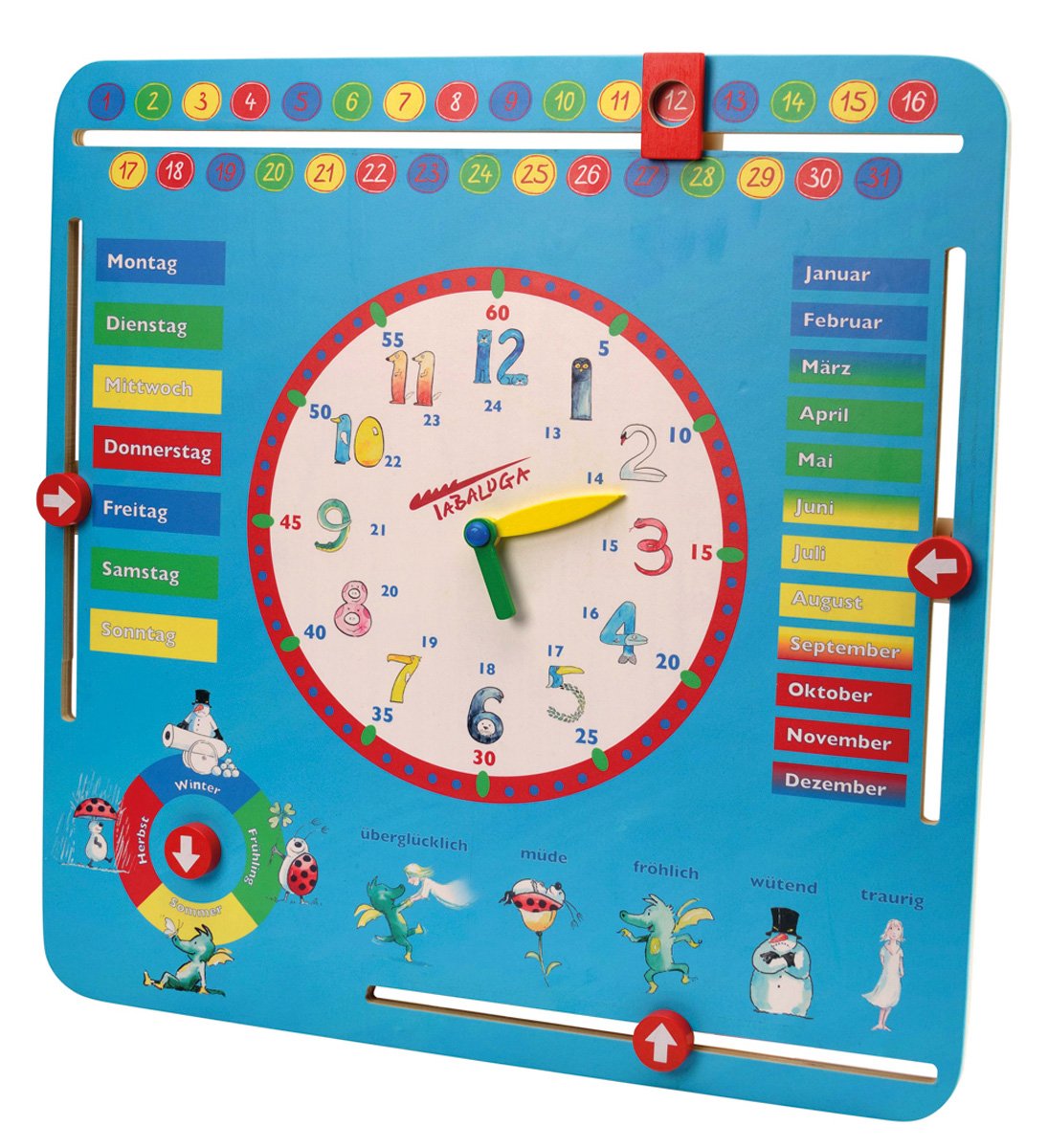 Beluga Spielwaren GmbH Tabaluga Lernuhr groß Beluga Spielwaren 61008 Learning Clock Large, Blue