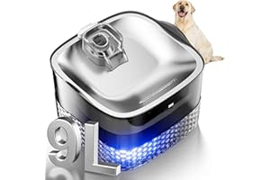 MAILOFY Dog Water Fountain for Large Dogs, 305oz/2.4Gal/9L Large Automatic Pet Water Dispenser with Stainless Steel Lid, Cat Water Fountain Dog Water Bowl with 2 Replacement Filters, for S-L Dogs and Multi-Pe