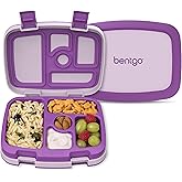 Bentgo Kids Bento-Style 5-Compartment Leak-Proof Lunch Box - Ideal Portion Sizes for Ages 3 to 7 - Durable, Drop-Proof, Dishwasher Safe, PFAS & BPA-Free & Made with Food-Safe Materials (Purple)