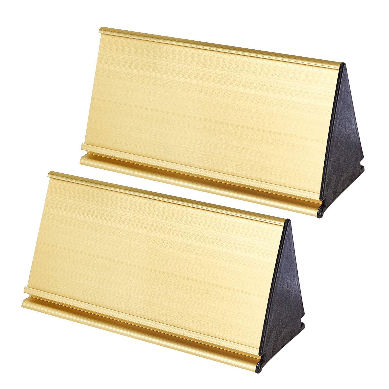 NBEADS 1 Set Metal Name Display Stand, 8.4x20cm Double Sided Holder Triangle Aluminum Alloy Business Cards Holder for Office Business Desk Sign Plaque Making