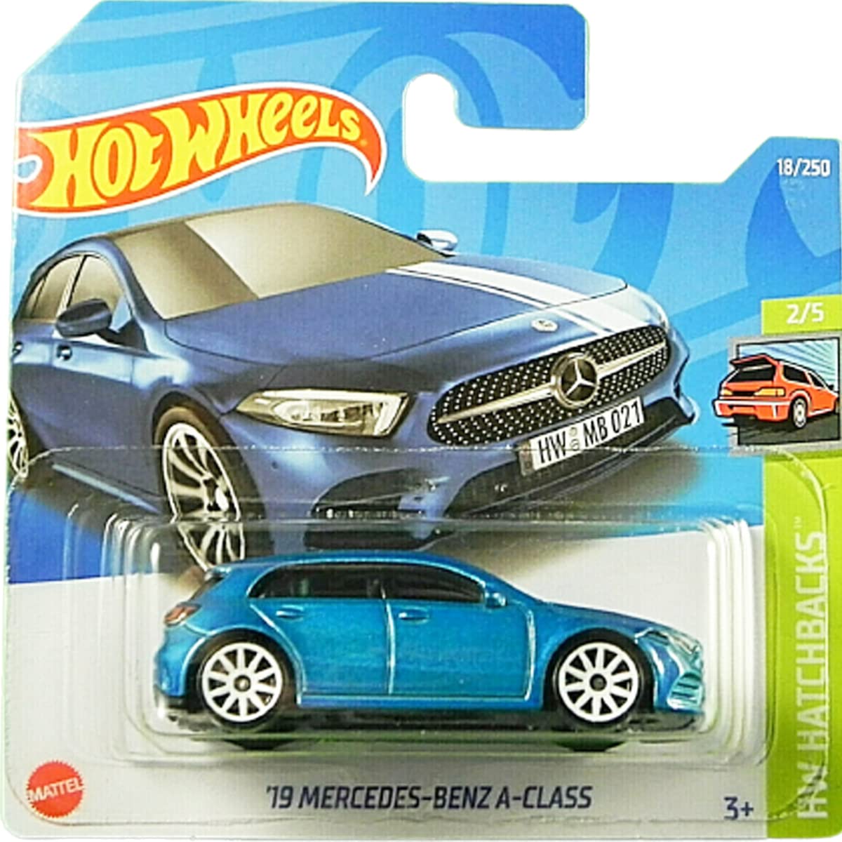 Hot Wheels '19 Mercedes Benz A Class HW Hatchbacks 2/5 /18/250 2022 Short Card + Blister Protector Pack Friki Monkey