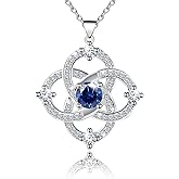 JANIEYS S925 Sterling Silver Celtic Knot Pendant Necklace with Blue Cubic Zirconia Witch Knot Chain Necklace Trinity Celtic Irish Jewelry Gifts for Women Her Mother Wife Birthday
