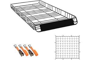 Outmax Universal Roof Rack Carrier Basket 78'' x 36'', 300Lbs Capacity Rooftop Cargo Carrier Basket with Extension, Car Top Luggage Holder for Traveling, Camping, Roadtrip