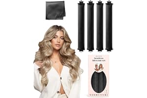 YOSHUYUKI Grande Heatless Curls Overnight Rods No Heat Hair Curlers to Sleep Jumbo Foam Large Hair Rollers for Long Short Hair Heatless Curling Rod Set with Satin Wrap for Sleeping Black