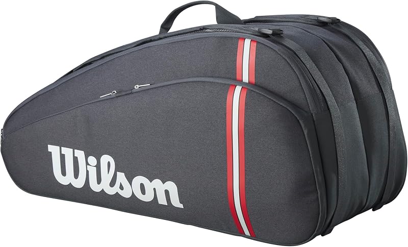 Bolsa de Tenis Tour 12, Bolsa Versátil con Espacio Dedicado para Raquetas, Sección para Zapatos y Amplio Bolsillo para Accesorios, Opciones Dobles de Transporte, Color: Negro