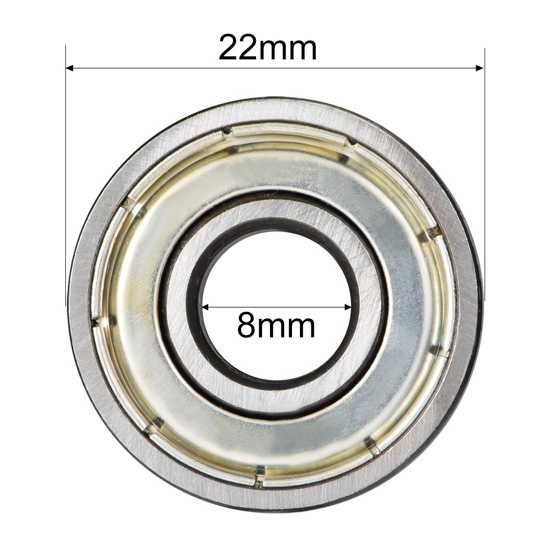 sourcing map 608ZZ Deep Groove Ball Bearing Double Shield 608-2Z 80018 8mm x 22mm x 7mm High Carbon Steel Z1 Bearings (Pack of 8) - Image 5