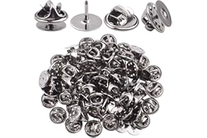 AYLIFU Tie Tacks and Clutch Backs Set, 50 Pieces Tie Tacks Blank Pins with 50 Pieces Butterfly Clutch Pin Backs Locking Clasps - Gun Black