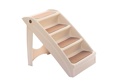 UPP Hundetreppe Deluxe 4-stufig bis 30 kg belastbar - beige/Hunderampe Katzentreppe Tiertreppe Steighilfe Stufen