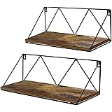 Edenseelake Floating Wall Shelves Set of 2, Storage Shelf with Metal Brackets for Bedroom, Bathroom, Living Room, Kitchen and