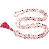 AWAKEN YOUR KUNDALINI Pink Jade Mala Necklace – Hand-Knotted 8mm 108 Beads for Peace Harmony