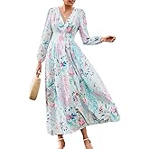 Maxigerui Women's Long Sleeve Floral Maxi Dress 2026 Spring Summer Wedding Guest Dress