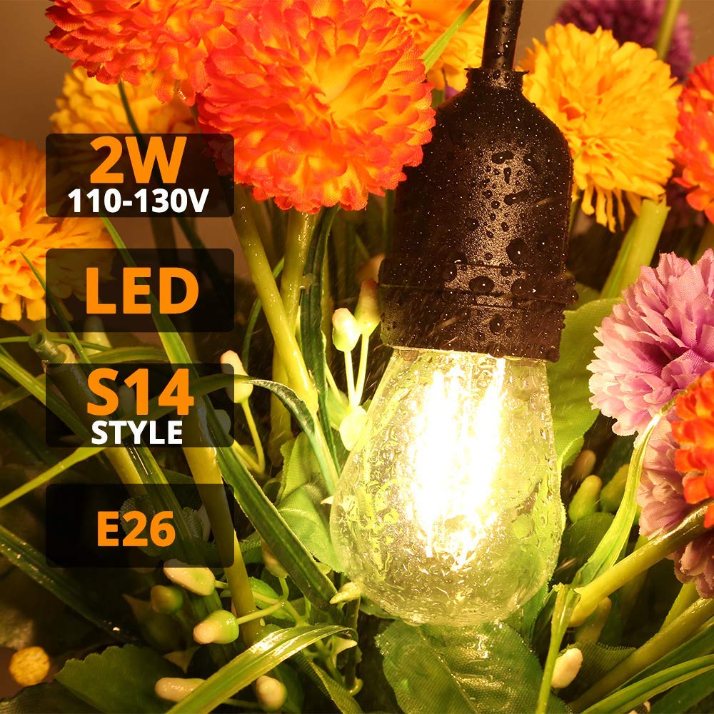 ECOWHO Outdoor String Lights, Waterproof LED Patio String Lights Hanging E26 Sockets UL Listed for Yard Bistro Pergola Wedding Gathering Party Garden (52ft Outdoor Patio Lights)