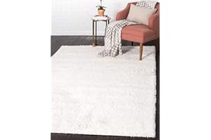 Unique Loom Solid Shag Collection Area Rug (5' 1" x 8' Rectangle, Snow White)