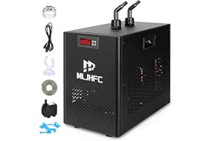 MLJHFC 42Gal Aquarium Chiller 1/10 HP 160L Quiet Compressor Refrigeration Hydroponic Cooling System Suitable for Aquariums Salamanders Coral Reefs Jellyfish