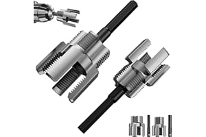 AZMRV 2Pcs Pipe Threading Tool, Integrated Internal & External Ppipe Threading Tool, 1/2 3/4 PVC Pipe Threader, Electric Drill Compatible Dual-Function 2 in 1 Plastic PVC Pipe Threading Tool, Silver