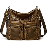 Worldlyda Crossbody Bags for Women Large Tote Soft Leather Purses Washed Y2K Hobo Vintage Handbag Shoulder City Bag