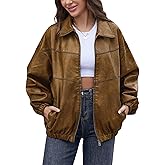 Bakyarder Womens Oversized Y2K Faux Leather Jackets Vintage Plus Size Fashion Motorcycle Coats Fall Fashion Outfits 2025