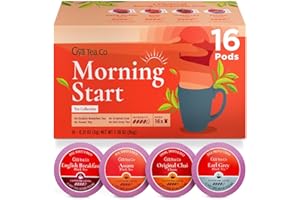Gya Tea Co Morning Start Tea Gift Set (16 ct) - Assorted Tea Pod Variety Pack with English Breakfast, Assam, Original Chai & Earl Grey 4 Flavors for Refresh & Energy