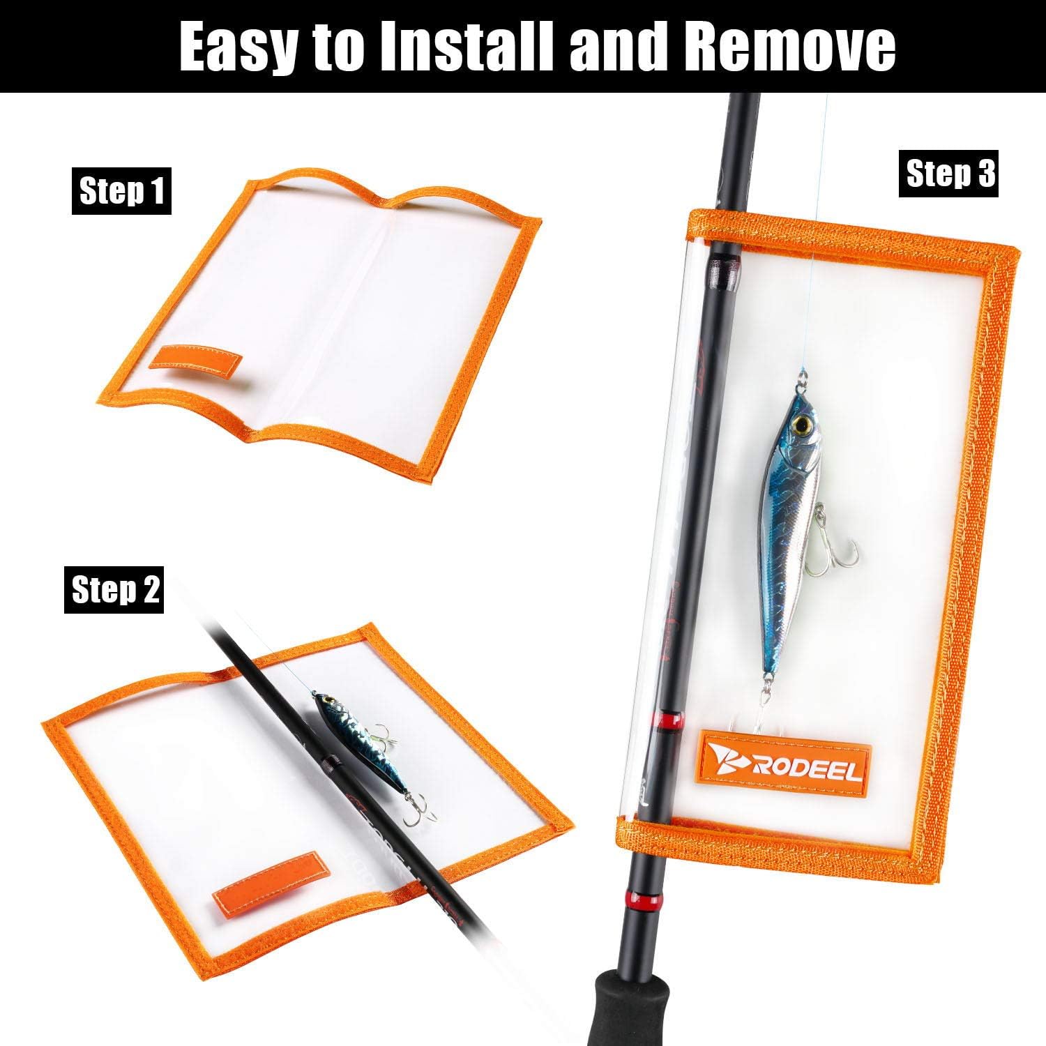 Rodeel Fishing Lure Wraps 4 Packs Clear PVC Lure Covers, with Hook Bonnets, Keeps Children, Pets and Fishermen Safe from Sharp Hook, Large Size: 8.5" x 4.4"，Medium Size: 7" x 3.8" : Sports & Outdoors