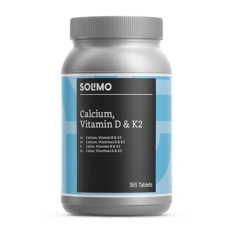 Amazon-Marke: Solimo Nahrungsergänzungsmittel mit Calcium, Vitamin D und Vitamin K2, 365 Tabletten