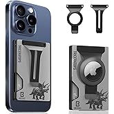 BESSIO Magnetic Phone Wallet Compatible with Apple MagSafe - Metal Card Holder with AirTag Holder, RFID Blocking & Money Clip Mag Safe Wallet for iPhone 17 16 15 14 13 12 Pro Max/Pro/Plus/Mini, Red