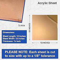 Duco Clear Cast Acrylic Sheet 1/4 Inch Thick 12" X