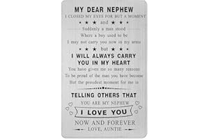 Yobent Nephew Card from Auntie, Happy Nephew Birthday Gift Card, Personalized Nephew Graduation Present Wallet Card, I Love My Nephew Gift, Valentine's Day Christmas Card for Favorite Nephew