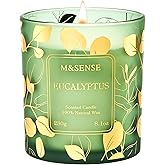 M&SENSE Eucalyptus Vegan Soy Candles, 8.1oz 42-Hour Slow Burning Non Toxic, Winter Aromatherapy Candle for Relaxing Calming, Housewarming New Year Gifts for Women & Men