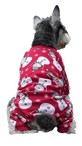 Lanyarco Cute Snowman Christmas Dog Pajamas, Soft Cotton Xmas
