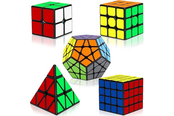 Speed Cube Set, Aitey Qiyi Magic Cube Bundle 2x2 3x3 4x4 Pyramid Megaminx Speed Cube Puzzle Toys for Kids & Adults (5 Pack)