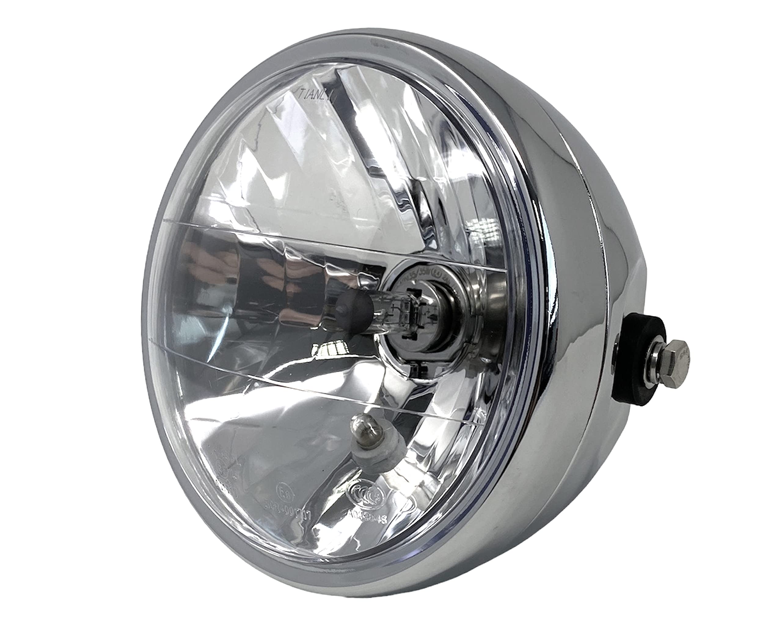 Alchemy Parts Motorcycle Headlight Headlamp 6.5 inch 165mm Diameter | Universal Fit for Retro Cafe Racer, Custom Street Bike, Project Roadster | Homologated E-marked (Chrome)