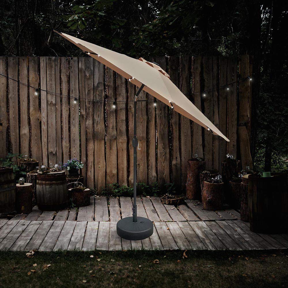 Beige Airwave Elena 2.7m Standing Crank and Tilt Parasol Garden