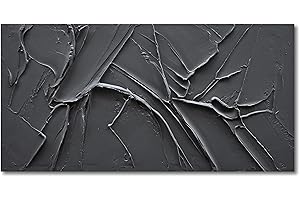 NANKAI Hand-Painted Thick Texture Black Minimalist Oil Painting 30x60 Inch Large Contemporary Art Oil Painting, Home, Office Wall Decorative Art