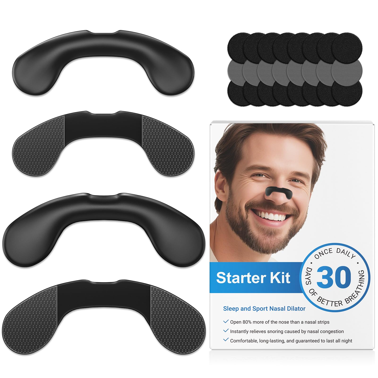 Photo 1 of Nasal Strips for Snoring, Extra Strength Snoring Solution Nose Strips, Improve Breathing and Sleep Quality (30 Count, Black)