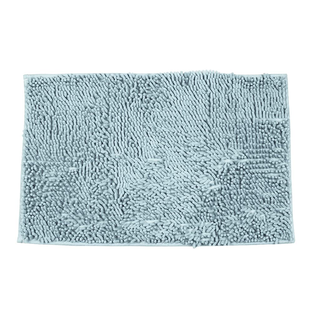 ele ELEOPTION Soft Shag Bath Mat Rug Kitchen Rug Door Way Feet Mat Anti-slip Strip Absorbent Doormat Bathroom Shower Rugs Shaggy Carpet, Blue, 60 x 90 cm