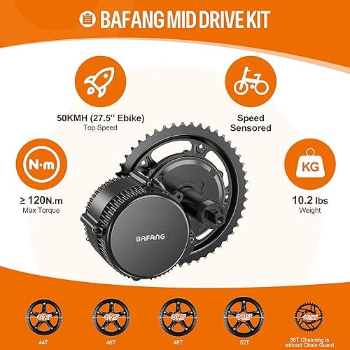 BAFANG BBS02B 48V 750W Mid Drive Kit for 68MM Bottom Bracket, 8Fun