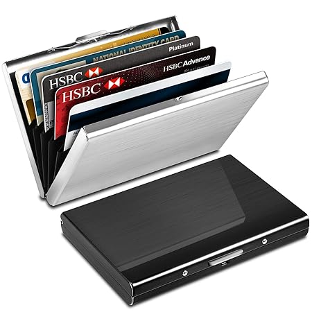 Kreditkartenetui Kartenetui aus Aluminium, Yosemy RFID Blocking Kreditkartenhülle Edelstahl Kreditkartenetui, 6 Fächer für bi