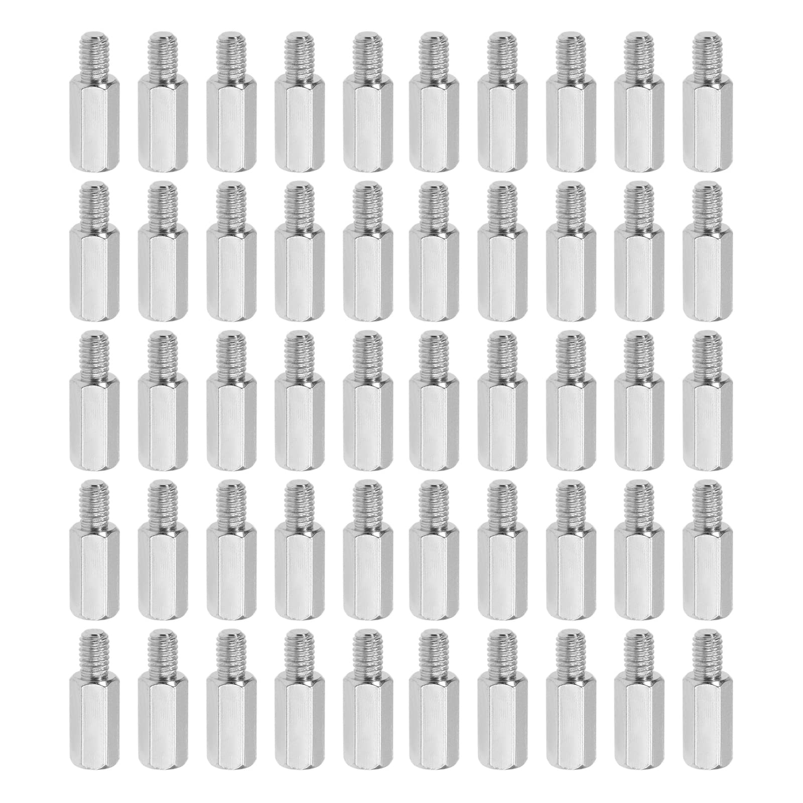 YOKIVE 50 Pcs M4 Standoff Screws, Nickel Plated Hex PCB Standoffs, Keep Height Consistent, Great for Motherboard (Silver Tone, 12mm+6mm)