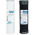 Nasibey External RV Dual Replacement Water Filters - 10" x 2.5" 1 Micron PP Sediment Filter and Activated Carbon Block Water Filter - Replacement Cartridges