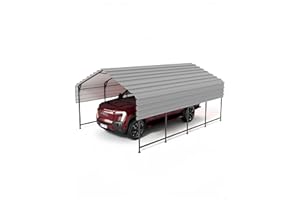 VerisShade 13'x21' Heavy-Duty Metal Carport, Outdoor Metal Carport Kit, Extended Side Canopy and Corner Support Poles, Large Sturdy Carport Garage for Cars, Boats, Tractors.