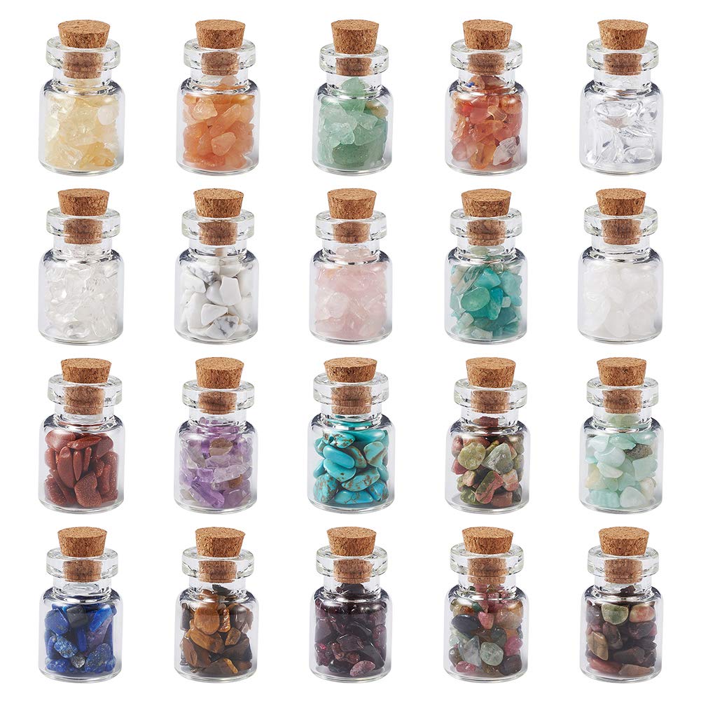 Cheriswelry 20pcs Mini Gemstone Wishing Bottles Set for Jewelry Making Home Decoration