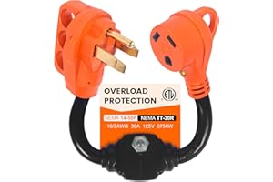 Gociean Overload Protector 50 Amp to 30 Amp RV Adapter with Circuit Breaker, NEMA 14-50P to NEMA TT-30R Electrical Power Adapter with LED Power Indicator, RV Dogbone Adapter Cord, 18 Inch, ETL Listed