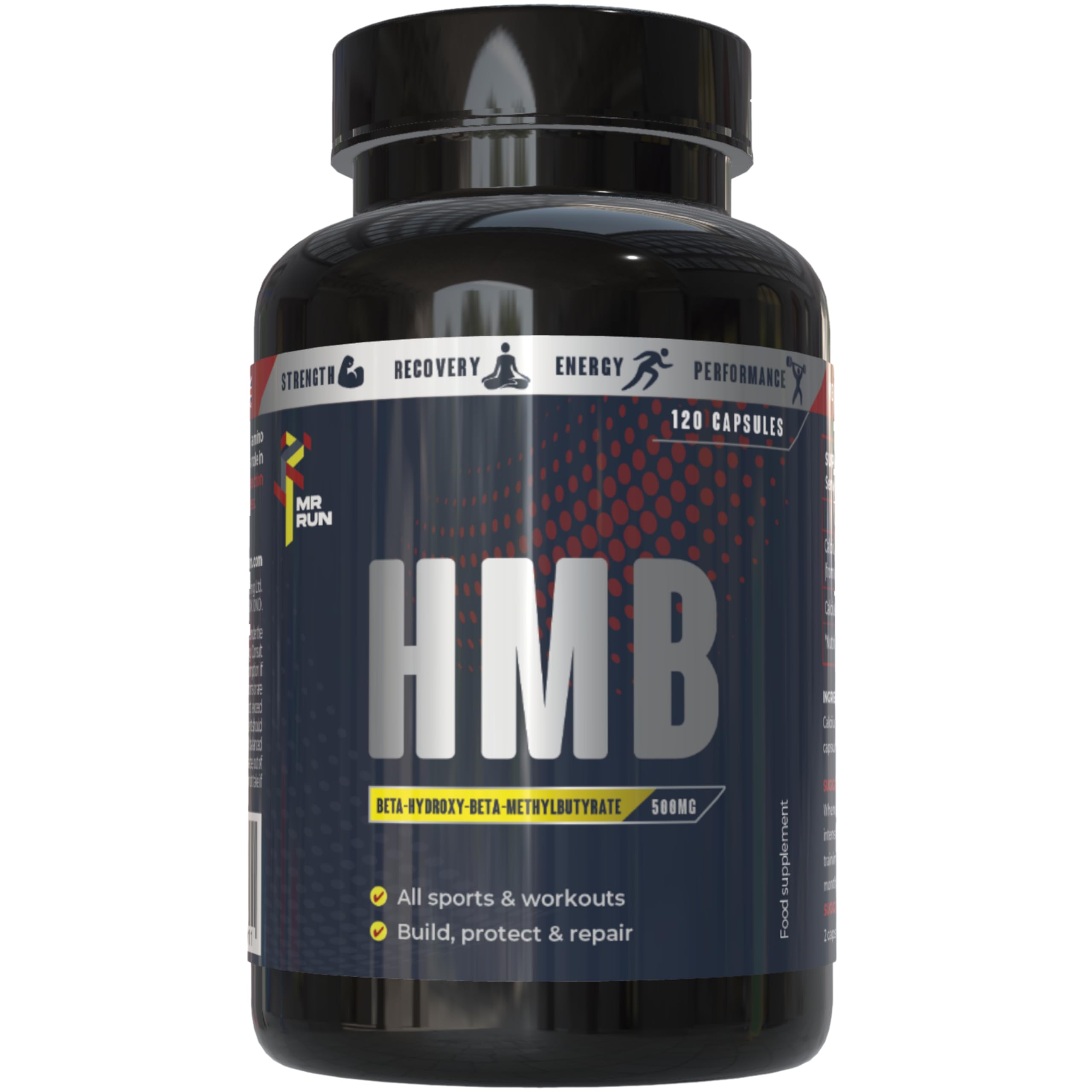Mr Run's HMB - Muscle Strength & Fitness, 1000mg per Serving - Protect from Muscle Loss During Calorie Cutting, Ageing or Inactivity - 120 Capsules, 60 Servings