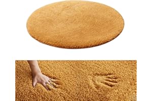 Kekon Ultra Soft Indoor Modern Round Area Rugs Fluffy Non-Slip Floor Carpets Silky Mat for Living Room Bedroom Kids and Baby Room Nursery and Pet, 1ft, Khaki