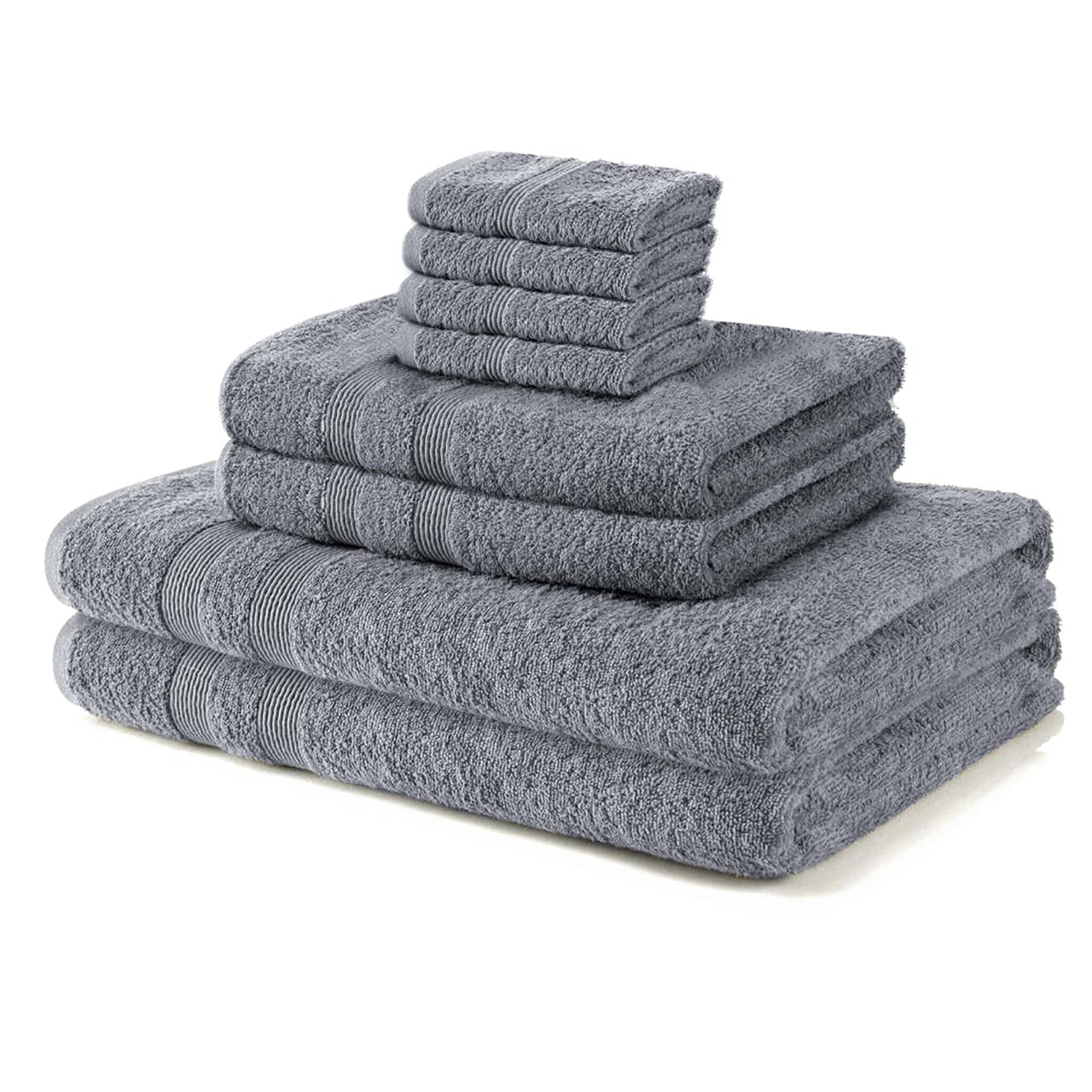 Vozbi Towels Set - (8 Pieces) 2 Bath Towels, 2 Hand Towels and 4 Washcloths - 500 GSM Egyptian Collection Towel Bale - Ring Spun Cotton Towel Set Grey