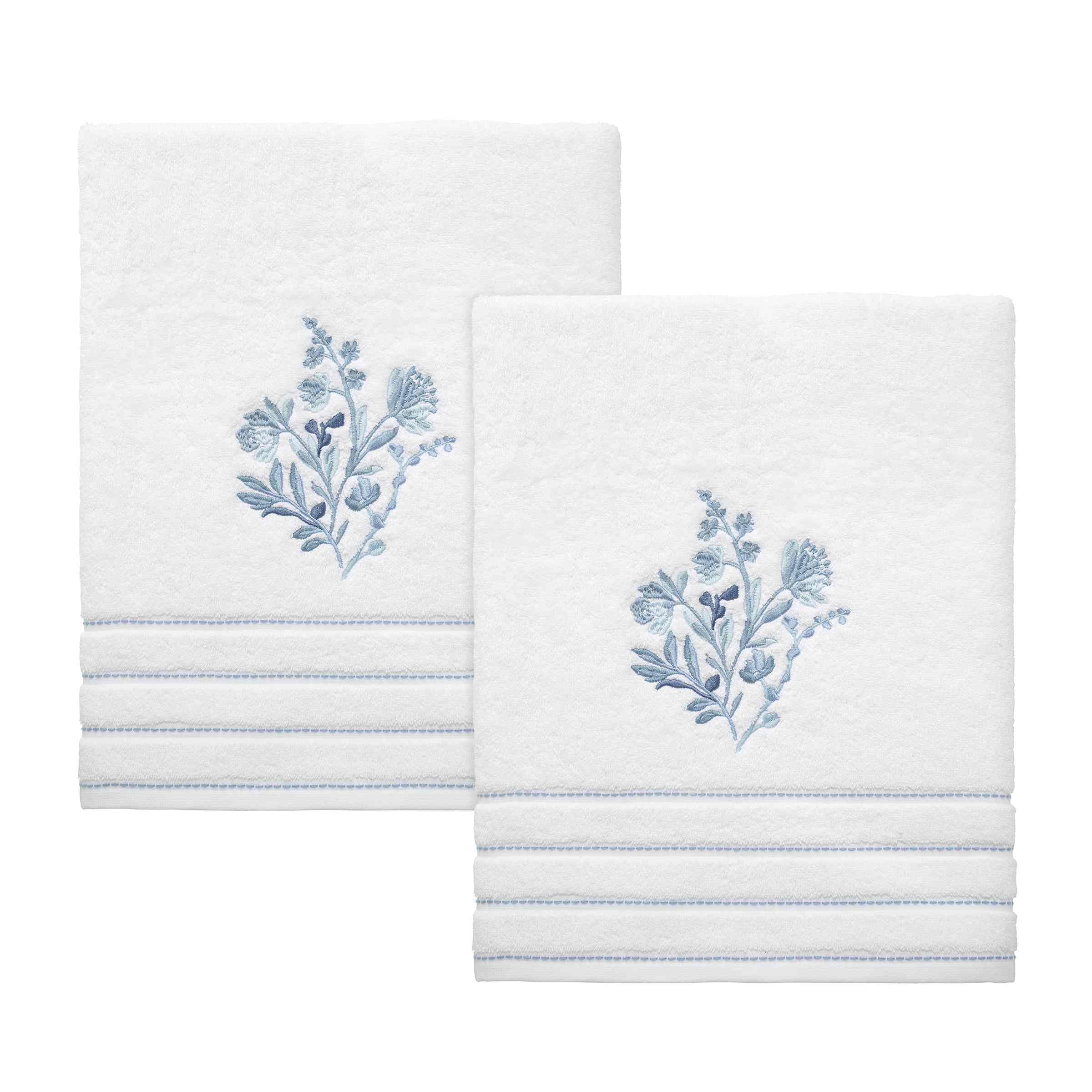 IZOD – Bath Towels, Soft & Absorbent Cotton, Floral Bathroom Decor, Set of 2 (Mystic Collection, White)