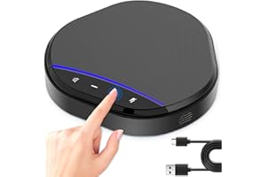 CofunKool Conference Speaker and Microphone, USB Speakerphone Built-in AI Noise Reduction Mic, 360° Voice Pickup Echo Cancellation Conference Microphone with 5W Speaker and Touch Control Mute